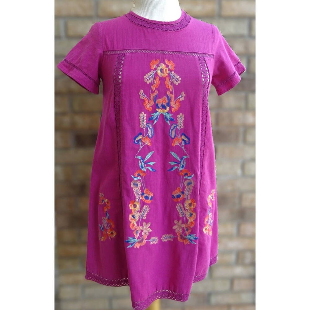 Rebellion Pink Embroidered Dress - Size S